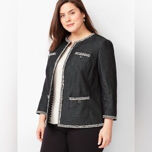 Talbots Black Jacket with Tweed Accents 22WP.  New Never Worn.